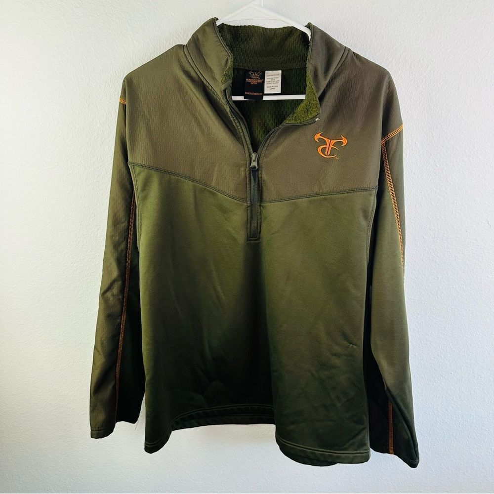 Truetimber‎ Camo Olive Brown Half Zip Long Sleeve Top Men’s Size L